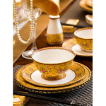 Dishes and plates set household Jingdezhen high-end new Chinese creative light luxury ceramic enamel color bone china tableware set