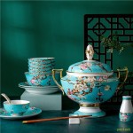 Bowl and dish set household Jingdezhen 86 pieces of Chinese Bone China, high-grade light luxury tableware, bowl, plate, spoon, ceramic ware combination