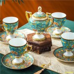 Jingdezhen enamel color high-end tea light luxury ins Coffee Set European style small luxury household cup and dish set Jingtai