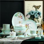 Jingdezhen high-grade 88 pieces of gold painted Chinese tableware set bone china tableware bowl and plate family hotel club table