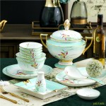 Jingdezhen high-grade 88 pieces of gold painted Chinese tableware set bone china tableware bowl and plate family hotel club table