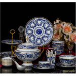 Jingdezhen high-grade 86 pieces of bone china tableware, bowls and dishes, European style suits - exclusive to the luxury hotel of Phnom Penh local tyrant Club