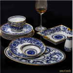 Jingdezhen high-grade 86 pieces of bone china tableware, bowls and dishes, European style suits - exclusive to the luxury hotel of Phnom Penh local tyrant Club