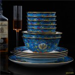 Jingdezhen Royal enamel color bone china tableware set 68 bone china dishes for family wedding Hotel and club