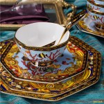 Bowl and dish set household Jingdezhen ceramic ware European high-grade tableware combination wedding gift bowl and plate gold