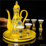 Jingdezhen color glaze, wine, household ceramic, Baijiu, golden yellow wine glass, high-end gift set