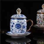 Jingdezhen bone china cup with cover cup enamel color tea cup office cup with plate ceramic cup RETRO MUG