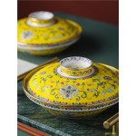 Jingdezhen enamel color tableware set, porcelain, four dishes and one soup, ceramic dishes and dishes, soup bowl with cover