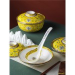 Jingdezhen enamel color tableware set, porcelain, four dishes and one soup, ceramic dishes and dishes, soup bowl with cover