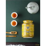 Jingdezhen enamel painted ceramic tea pot metal cover sealed pot storage bucket size travel tea set packaging