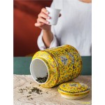 Jingdezhen enamel painted ceramic tea pot metal cover sealed pot storage bucket size travel tea set packaging